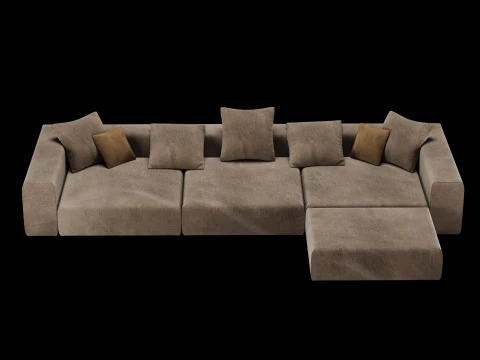 Modern angle sofa 2 with pillow 3D Model