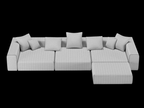 Modern angle sofa 2 with pillow 3D Model