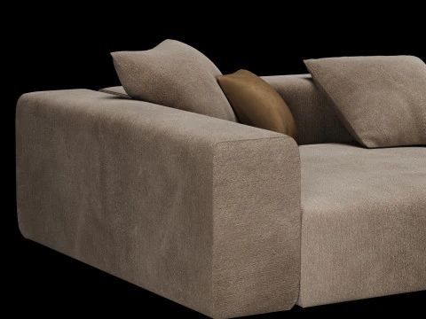Modern angle sofa 2 with pillow 3D Model