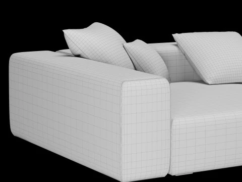 Modern angle sofa 2 with pillow 3D Model
