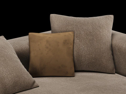 Modern angle sofa 2 with pillow 3D Model