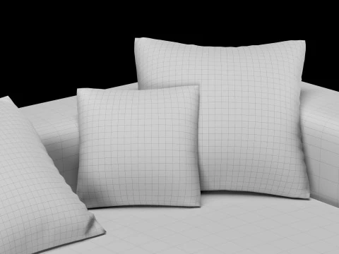 Modern angle sofa 2 with pillow 3D Model