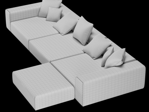 Modern angle sofa 2 with pillow Model 3D