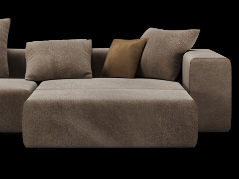 Modern angle sofa 2 with pillow Model 3D