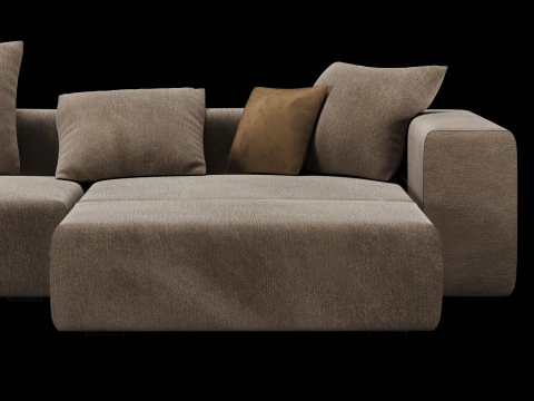 Modern angle sofa 2 with pillow 3D Model