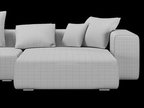 Modern angle sofa 2 with pillow 3D Model