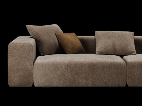 Modern angle sofa 2 with pillow Model 3D