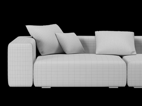 Modern angle sofa 2 with pillow 3D Model