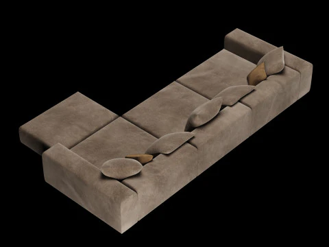 Modern angle sofa 2 with pillow 3D Model