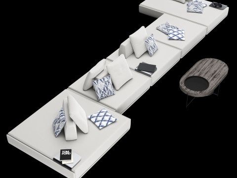 Modular sofa 1 with pillows decor elements and coffe table 3D Model