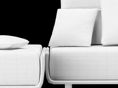 Modular sofa 1 with pillows decor elements and coffe table 3D Model