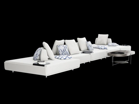 Modular sofa 1 with pillows decor elements and coffe table 3D Model