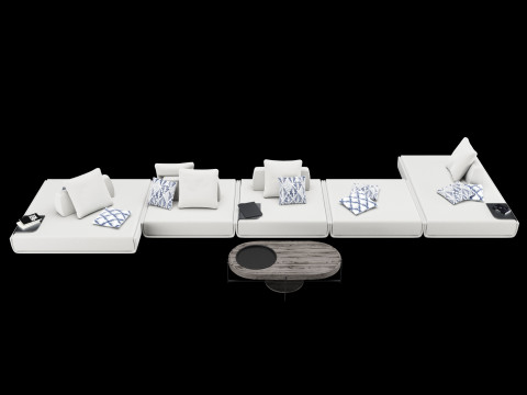 Modular sofa 1 with pillows decor elements and coffe table 3D 모델