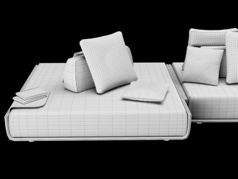 Modular sofa 1 with pillows decor elements and coffe table 3D Model