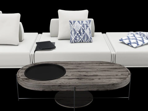 Modular sofa 1 with pillows decor elements and coffe table 3D Model