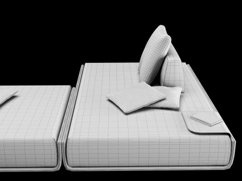 Modular sofa 1 with pillows decor elements and coffe table 3D Model