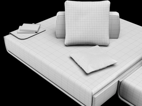 Modular sofa 1 with pillows decor elements and coffe table 3D Model