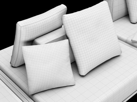 Modular sofa 1 with pillows decor elements and coffe table 3D 모델