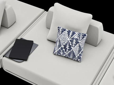 Modular sofa 1 with pillows decor elements and coffe table 3D Model