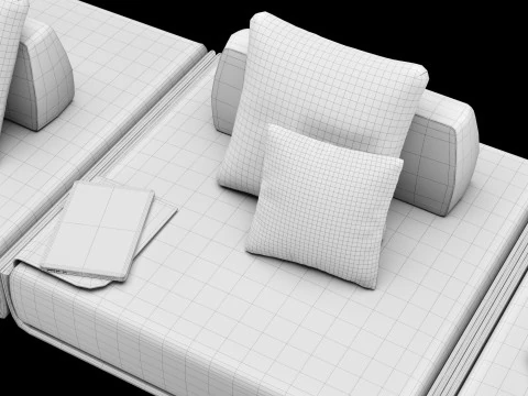 Modular sofa 1 with pillows decor elements and coffe table 3D Model