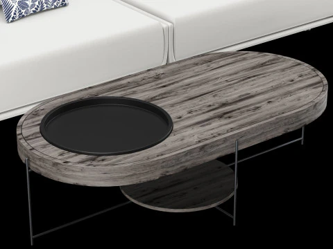 Modular sofa 1 with pillows decor elements and coffe table 3D Model