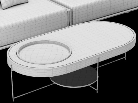 Modular sofa 1 with pillows decor elements and coffe table 3D Model