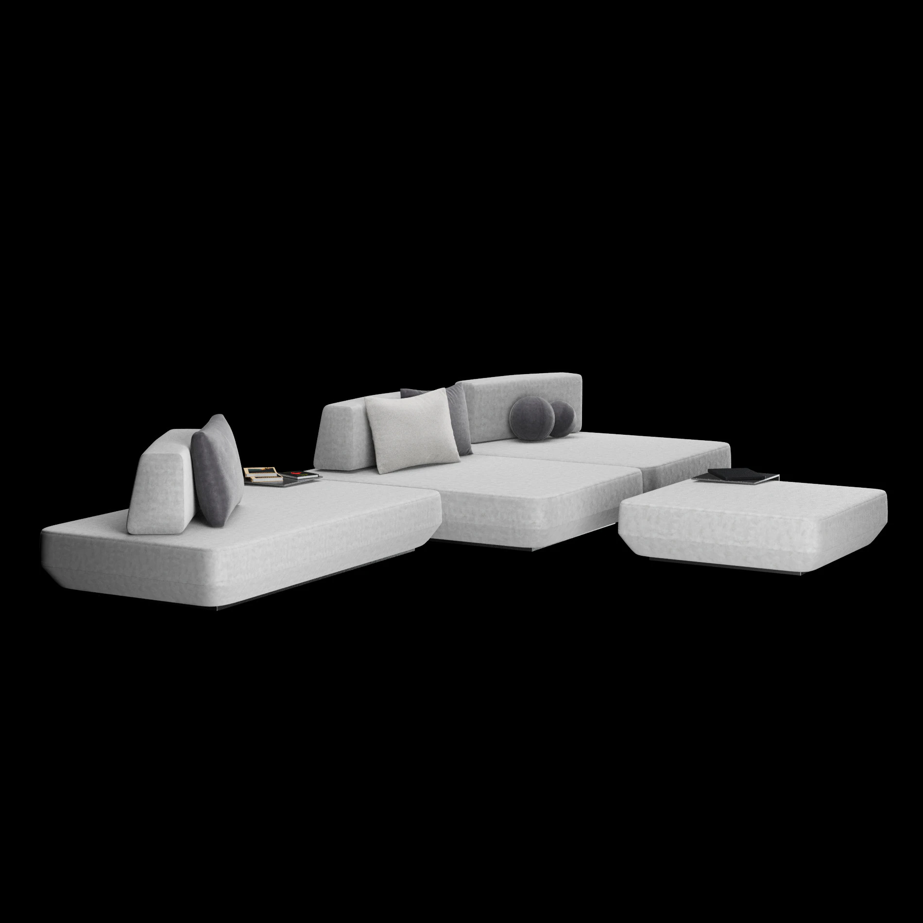 Modular sofa 2 with pillows and decor elements 3D Model .c4d .max .obj .3ds .fbx .stl .blend