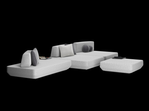Modular sofa 2 with pillows and decor elements Modelo 3D