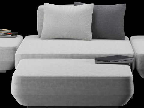 Modular sofa 2 with pillows and decor elements 3D 모델