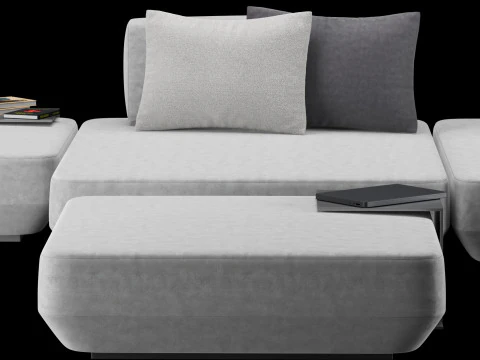 Modular sofa 2 with pillows and decor elements 3D Model