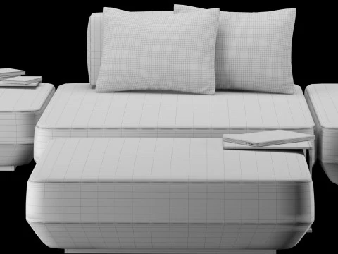 Modular sofa 2 with pillows and decor elements 3D Model