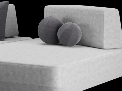 Modular sofa 2 with pillows and decor elements 3D 모델