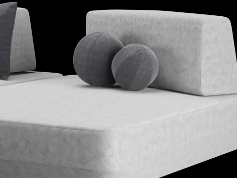 Modular sofa 2 with pillows and decor elements 3D Model