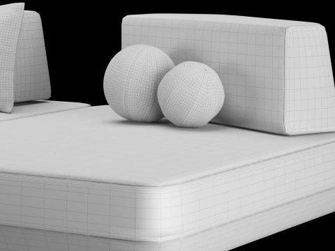 Modular sofa 2 with pillows and decor elements 3D Model