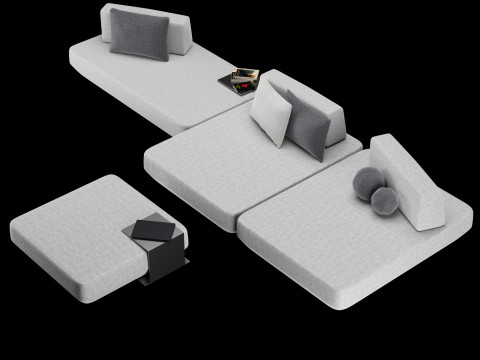 Modular sofa 2 with pillows and decor elements 3D 모델
