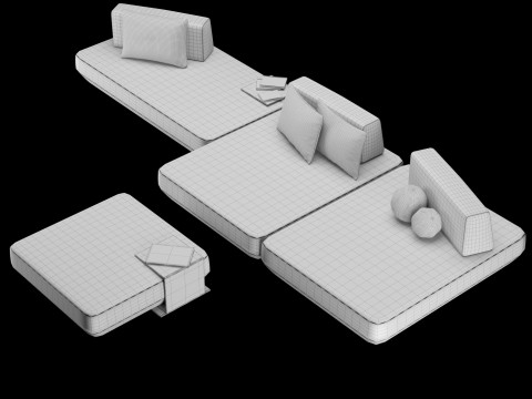 Modular sofa 2 with pillows and decor elements 3D 모델