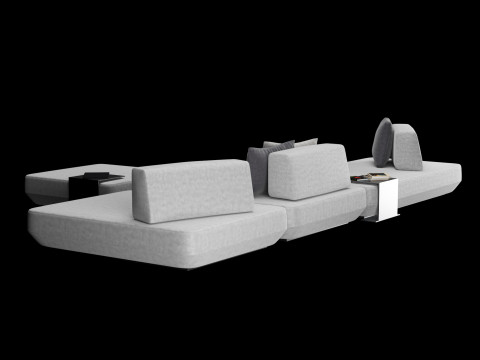 Modular sofa 2 with pillows and decor elements 3D 모델