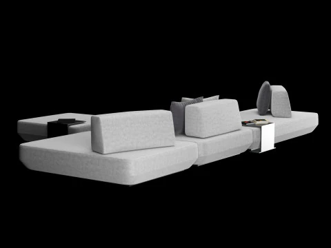 Modular sofa 2 with pillows and decor elements 3D Model