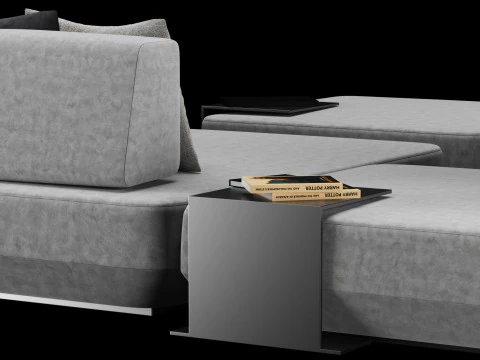 Modular sofa 2 with pillows and decor elements 3D Model