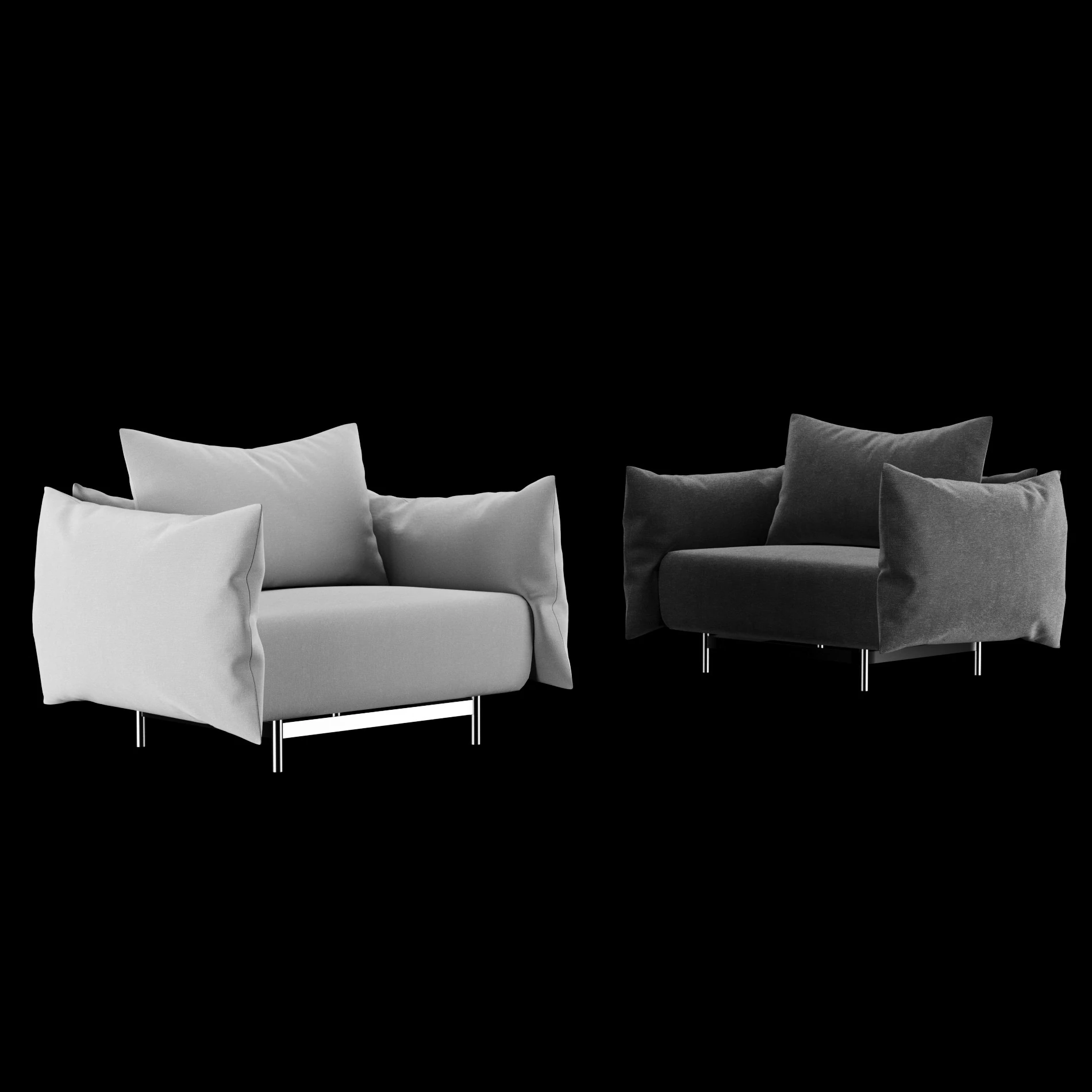 Lounge chair with pillow 3D Model .c4d .max .obj .3ds .fbx .stl .blend 