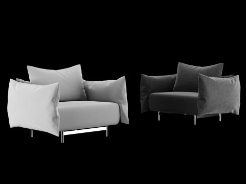 Kursi santai dengan bantal Model 3D