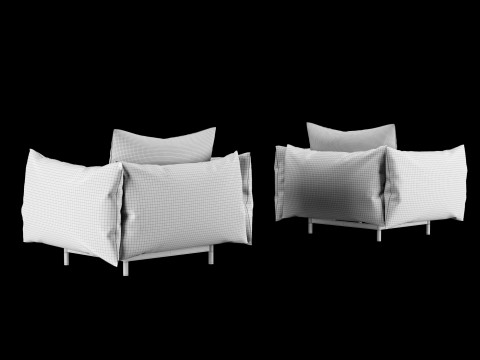 枕付きラウンジチェア 3Dモデル