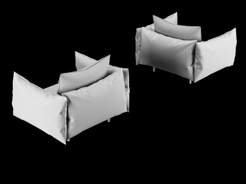枕付きラウンジチェア 3Dモデル
