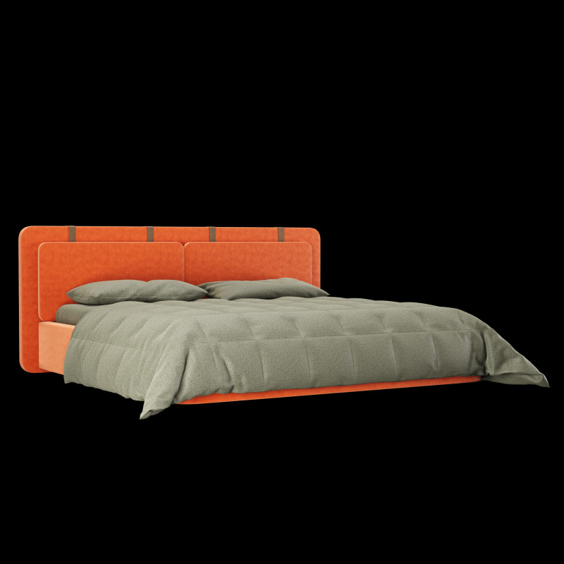 Łóżko z poduszkami i kocem 001 Model 3D .c4d .max .obj .3ds .fbx .stl .blend