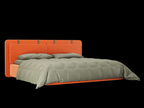 베개와 담요가 있는 침대 001 3D 모델