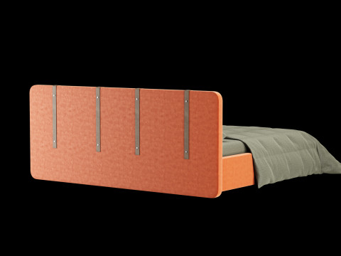 Łóżko z poduszkami i kocem 001 Model 3D