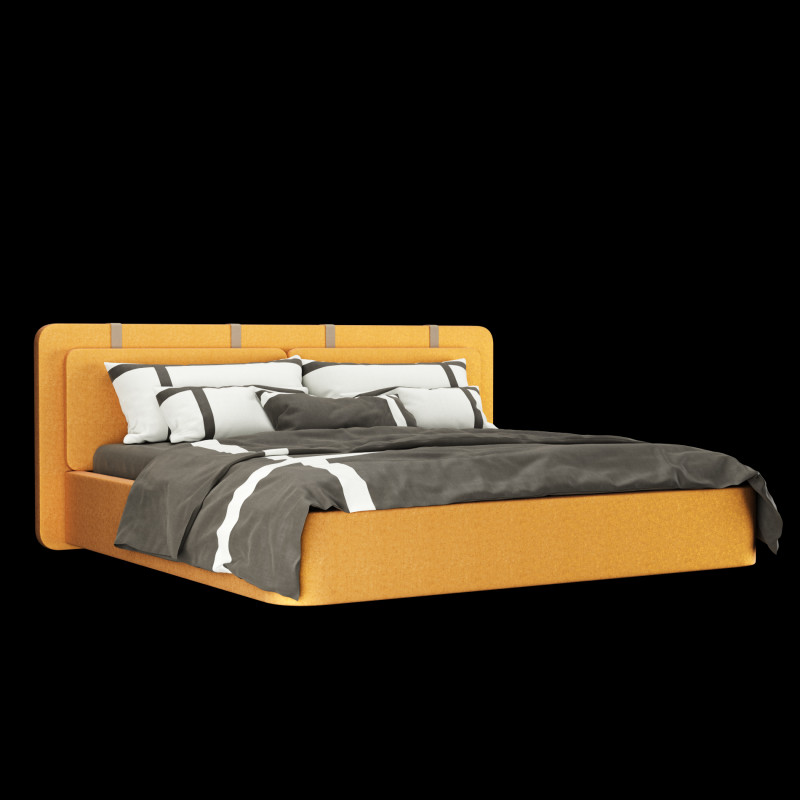 베개와 담요가 있는 침대 002 3D 모델 .c4d .max .obj .3ds .fbx .stl .blend