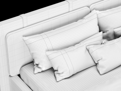 베개와 담요가 있는 침대 002 3D 모델