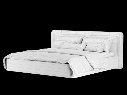 베개와 담요가 있는 침대 002 3D 모델