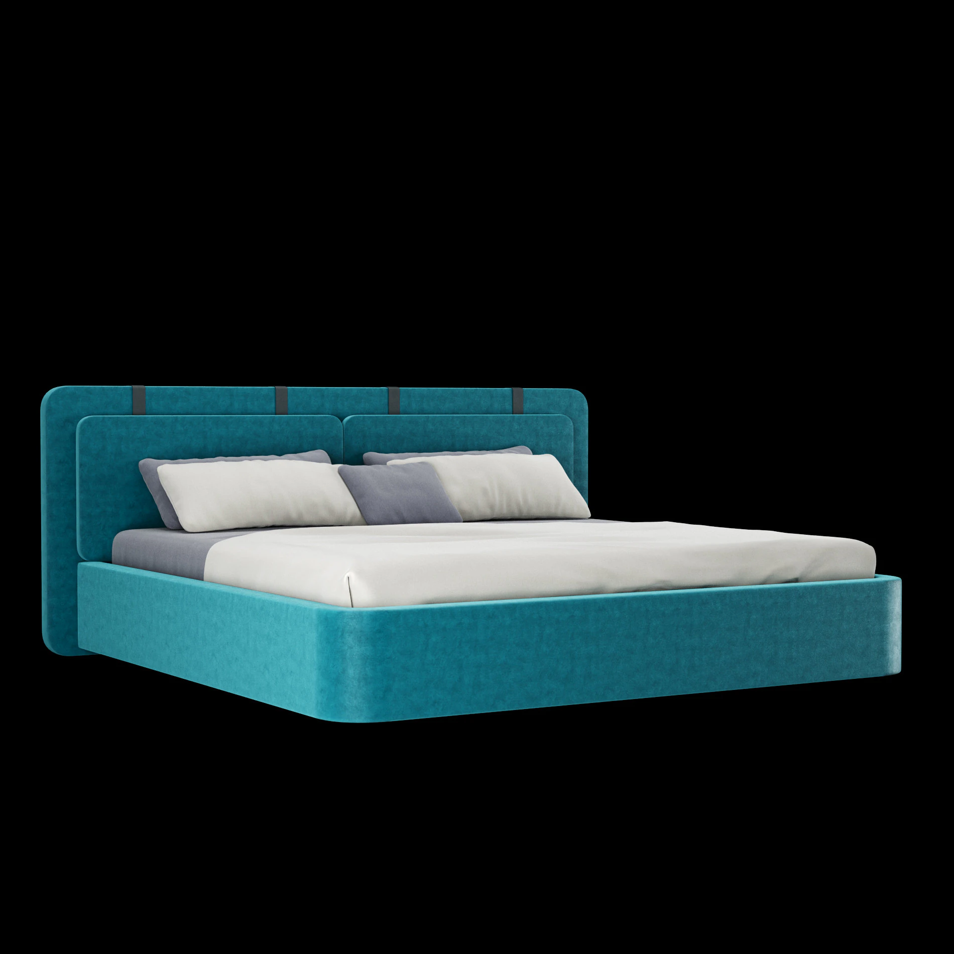 Bed with pillows and blanket 003 3D Model .c4d .max .obj .3ds .fbx .stl .blend 